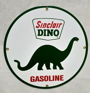 Fiftiesstore Sinclair Dino Gasoline Emaille Bord Rond