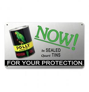 Fiftiesstore Polly Premium Motor Oil Now In Sealed Quart Tins Zwaar Metalen Bord 34 x 20 cm