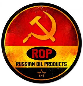 Fiftiesstore ROP Russian Oil Products Zwaar Metalen Bord 35,5 cm