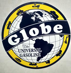 Fiftiesstore Globe The Universal Gasoline Emaille Bord