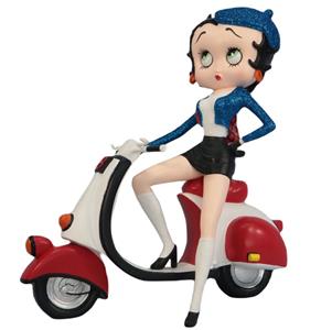 Fiftiesstore Betty Boop Op Scooter (Blauw Glitter) Beeld