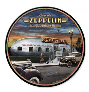 Fiftiesstore Eat in the Zeppelin 'Zep Diner' Zwaar Metalen Bord XL