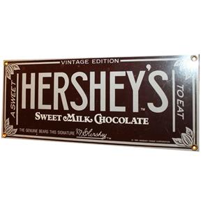 Fiftiesstore Hershey's Sweet Milk Chocolate Emaille Bord - 32 x 13 cm - Ande Rooney - 1991