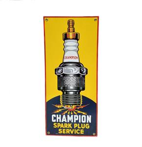 Fiftiesstore Champion Spark Plug Service Emaille Bord