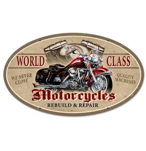Fiftiesstore World Class Motorcycles Rebuild & Repair Zwaar Metalen Bord - 61 x 36 cm