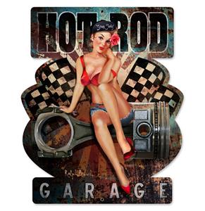 Fiftiesstore Hot Rod Garage Pin Up Metalen Bord Met Reliëf - 49 x 39 cm