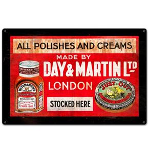 Fiftiesstore All Polishes And Creams Made By Day & Martin Ltd London Zwaar Metalen Bord 45 x 30 cm