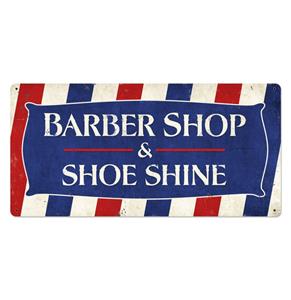 Fiftiesstore Barber Shop - Shoe Shine Zwaar Metalen Bord