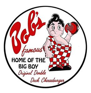 Fiftiesstore Bob's Famous Home Of The Big Boy Original Double Deck Cheeseburger Emaille Bord - 30 cm ø