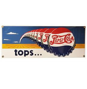 Fiftiesstore Pepsi-Cola Tops... Emaille Bord - 41 x 16 cm - Ande Rooney 1992