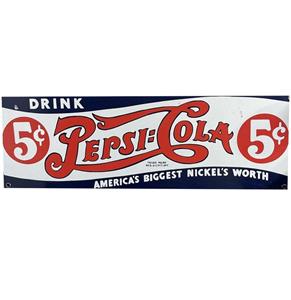Fiftiesstore Pepsi-Cola Emaille Bord - 46 x 15 cm - Ande Rooney 1991