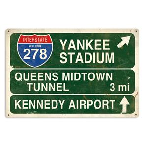 Fiftiesstore Yankee Stadium New York Highway Zwaar Metalen Bord