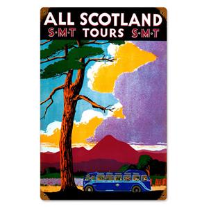 Fiftiesstore All Scotland S.M.T. Tours Zwaar Metalen Bord