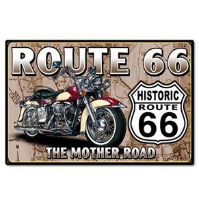 Fiftiesstore Route 66 The Mother Road Zwaar Metalen Bord - 44 x 29 cm