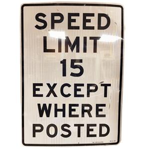 Fiftiesstore Speed Limit 15 Except Where Posted Metalen Straatbord - Origineel - 107 x 77 cm