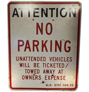 Fiftiesstore Attention No Parking Metalen Straatbord - Origineel - 76 x 61 cm