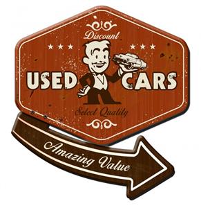Fiftiesstore Used Cars, Amazing Value 30's Style 3D Sign Zwaar Metalen Bord