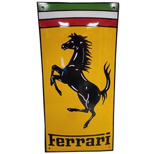Fiftiesstore Ferrari Logo Emaille Bord - 60 x 30 cm