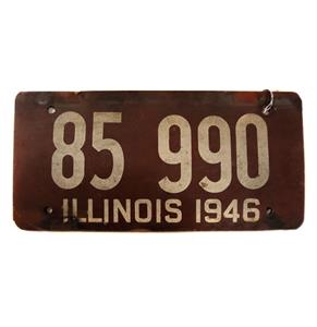 Fiftiesstore Illinois 1946 Kentekenplaat - Gemaakt Van Kokos - Erg Zeldzaam - Origineel