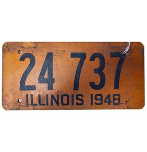 Fiftiesstore Illinois 1948 Kentekenplaat - Origineel - Gemaakt Van Kokos