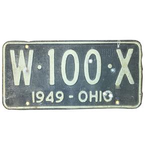 Fiftiesstore Ohio 1949 Kentekenplaat - Origineel - Met Kogelgaten