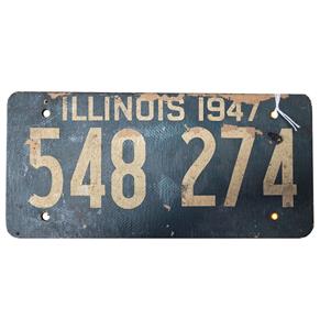 Fiftiesstore Illinois Kentekenplaat - 1947 - Origineel - Gemaakt Van Kokos