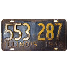 Fiftiesstore Illinois Kentekenplaat - 1942 - Origineel