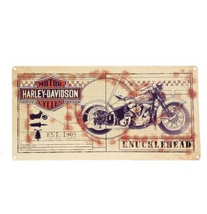 Fiftiesstore Harley-Davidson Knucklehead Print Metalen Bord 51x25cm