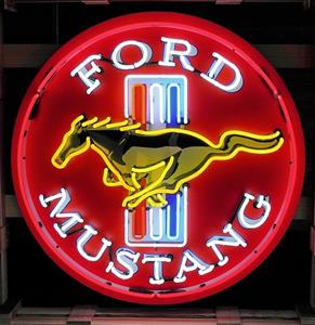 Fiftiesstore Ford Mustang Logo Neon Verlichting XL 100 x 100 cm