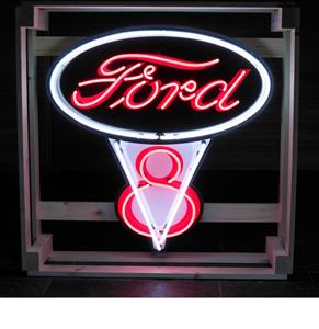 Fiftiesstore Ford V8 Neon Verlichting XL 80 x 90 cm