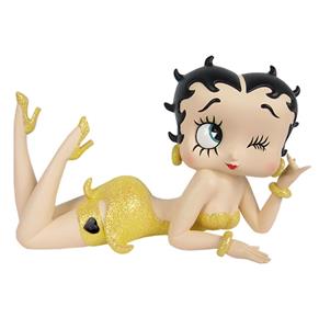 Fiftiesstore Betty Boop Liggend in Gele Glitterjurk Beeldje