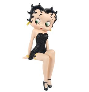 Fiftiesstore Betty Boop Zittend Op Plank In Zwarte Jurk Beeldje - 25cm