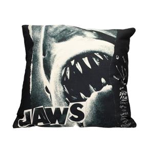 Fiftiesstore Jaws: Collage Zwart En Wit Vierkant Kussen