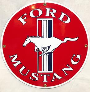 Fiftiesstore Ford Mustang Logo Emaille Bord 12 / 30 cm