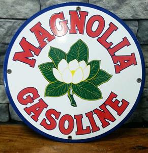 Fiftiesstore Magnolia Gasoline Emaille Logobord