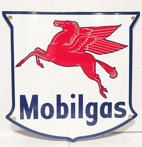 Fiftiesstore Mobilgas Pegasus Logo Emaille Bord Shaped
