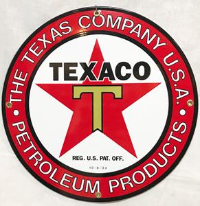 Fiftiesstore Texaco The Texas Company USA Logo Emaille Bord 12 / 30 cm