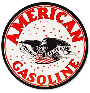Fiftiesstore American Gasoline Rond Emaille Bord 30 cm