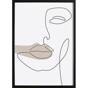 Wallified  Vrouwelijk Gezicht Abstract Poster (29,7x42cm)