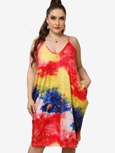 Rosegal Plus Size Tie Dye A Line Cami Dress with Pockets