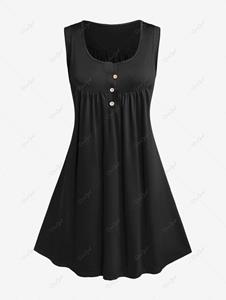 Rosegal Plus Size Half Button Mini Tank Dress
