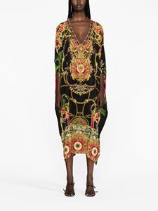 Camilla graphic-print silk dress - Zwart