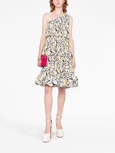 Lanvin floral-print one-shoulder dress - Wit