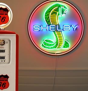 Fiftiesstore Shelby Logo Neon Verlichting Met Achterplaat XL 100 x 100 cm