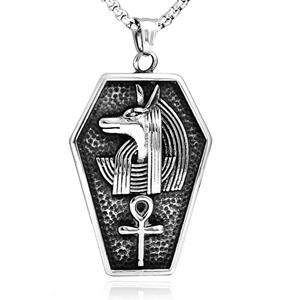 Mendes Heren Schakelketting met Zilverkleurige Egyptische Anubis Hanger