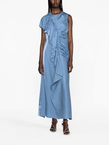 Ulla Johnson ruffle-trim charmeuse long dress - Blauw