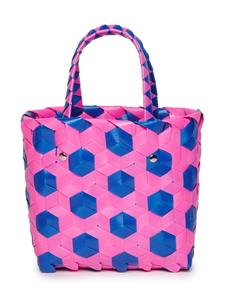 Marni Kids Dot woven tote bag - Blauw