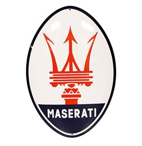 Fiftiesstore Maserati Logo Emaille Bord - 40 x 28cm