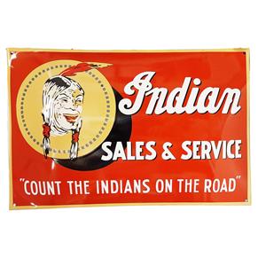 Fiftiesstore Indian Motorcycles Sales & Service Emaille Bord - 60 x 40 cm