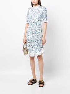 Paco Rabanne floral-print ruffle-detailing dress - Wit